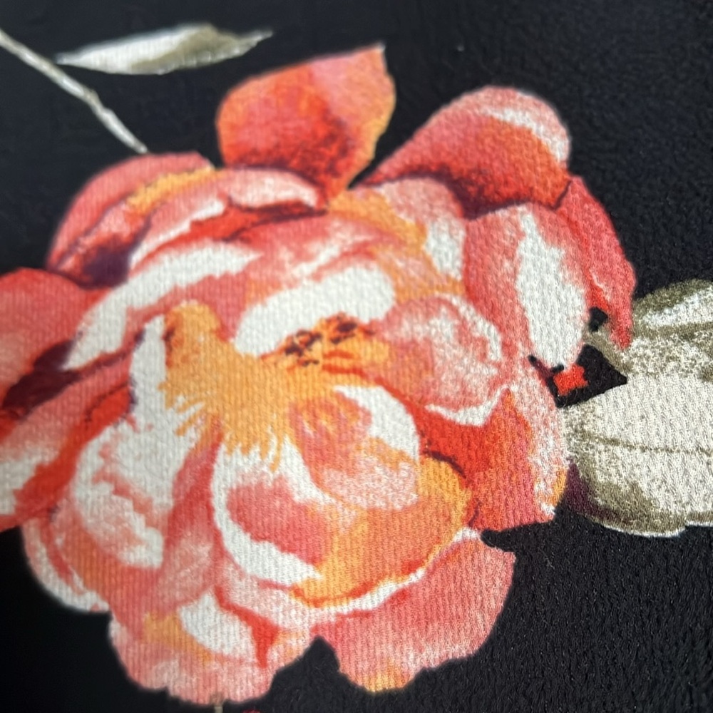 REWIND Black/Coral/Peach/Cream Floral Flutter Sleeve Crop Top, Size XL, GUC. - Picture 7 of 9